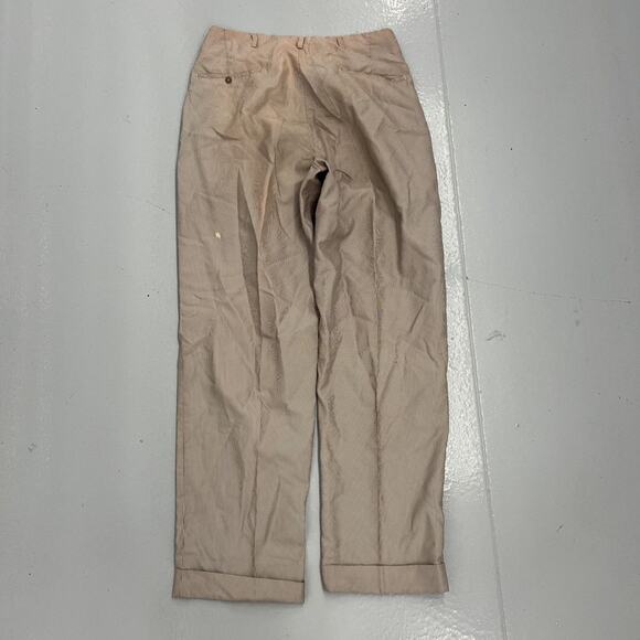 Vintage 60s Brown Striped Seersucker Nylon Trousers 32x32 - Picture 3 of 5